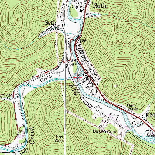 Topographic Map of Laurel Creek, WV
