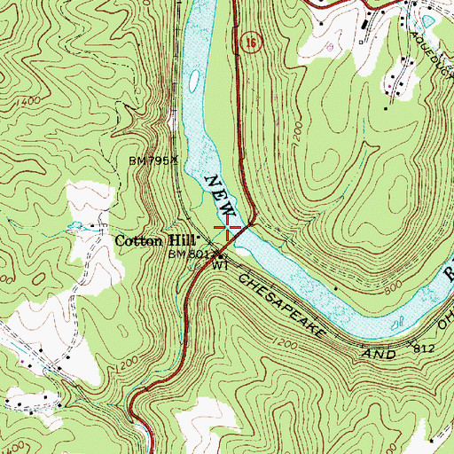 Topographic Map of Laurel Creek, WV