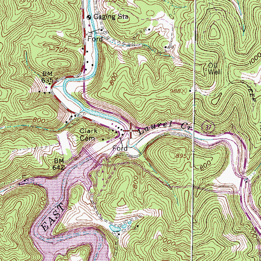 Topographic Map of Laurel Creek, WV