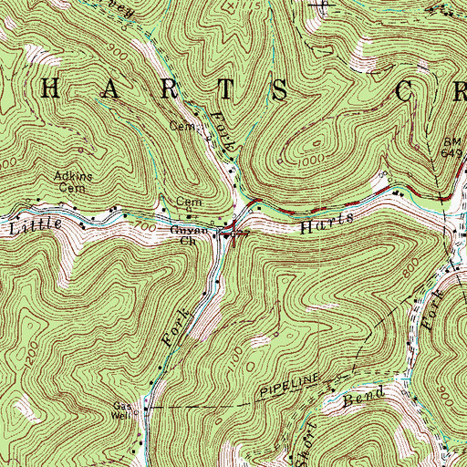 Topographic Map of Laurel Fork, WV