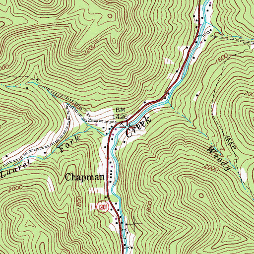 Topographic Map of Laurel Fork, WV