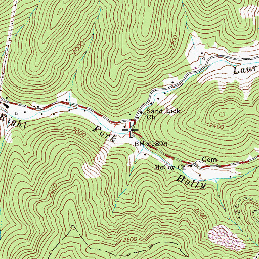 Topographic Map of Laurel Fork, WV