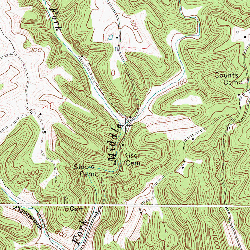 Topographic Map of Laurel Fork, WV