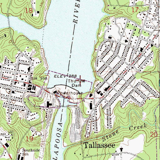 Topographic Map of Tallapoosa Falls (historical), AL