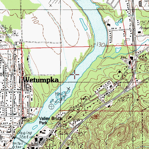 Topographic Map of Wetumpka Falls, AL