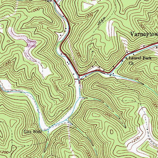 Topographic Map of Laurel Fork, WV