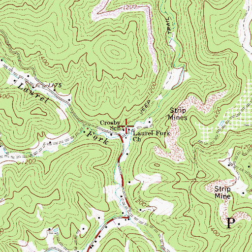 Topographic Map of Laurel Fork Missionary Baptist Church, WV