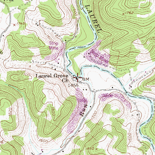 Topographic Map of Laurel Grove Church, WV