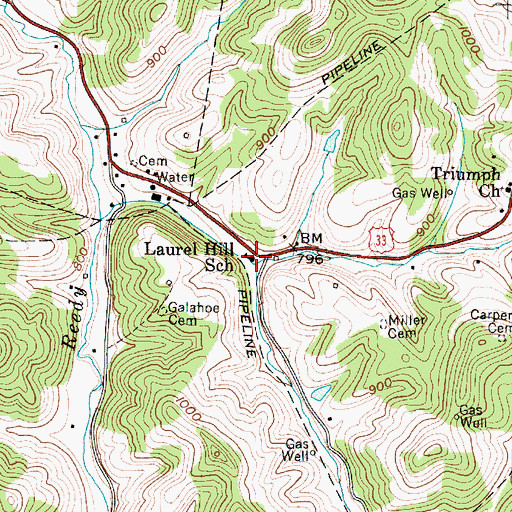 Topographic Map of Laurel Hill School (historical), WV