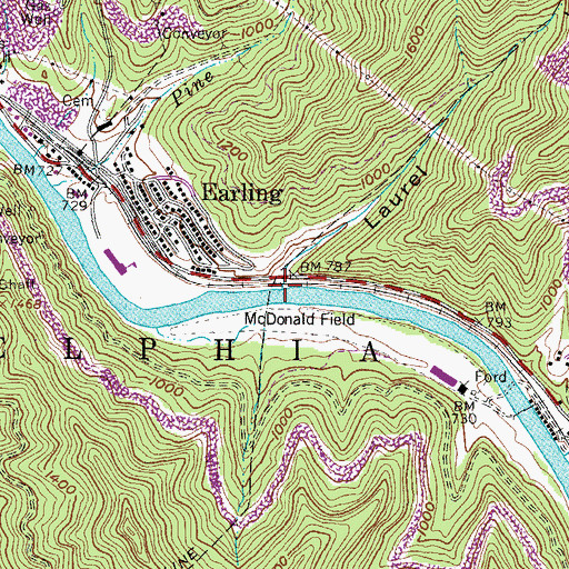 Topographic Map of Laurel Hollow, WV