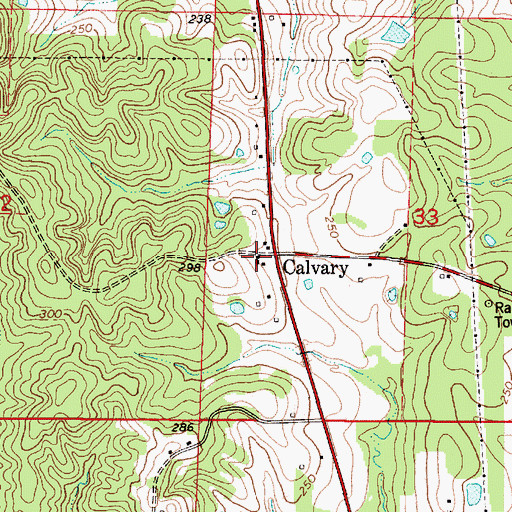 Topographic Map of Calvary Baptist Church, AL