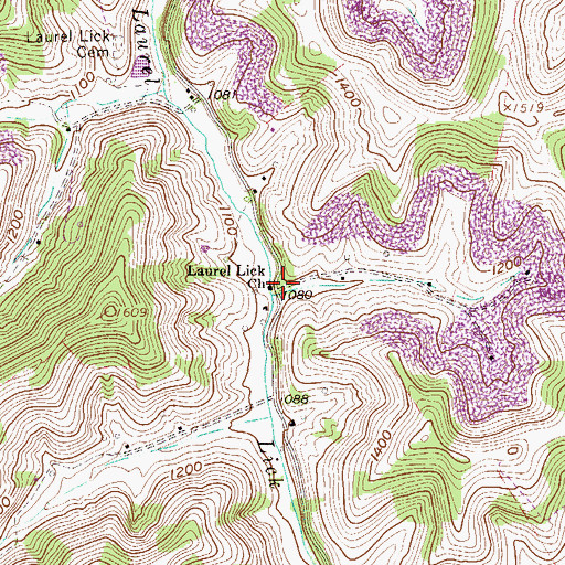 Topographic Map of Laurel Lick Church, WV