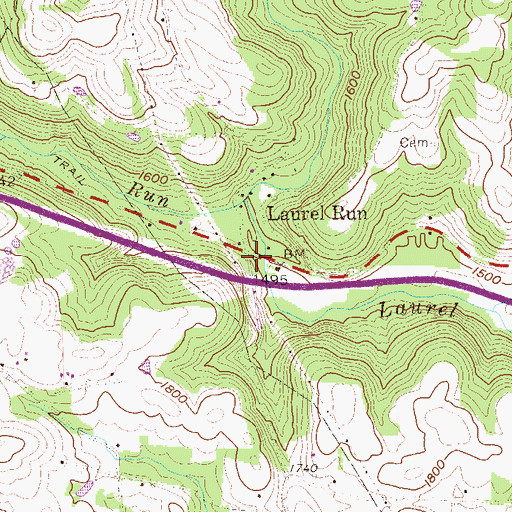 Topographic Map of Laurel Run, WV