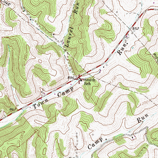 Topographic Map of Laurel Run, WV