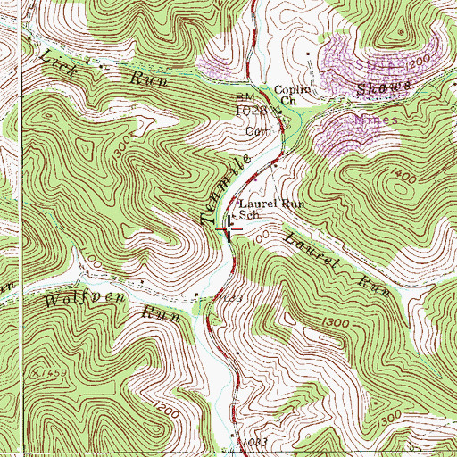 Topographic Map of Laurel Run, WV