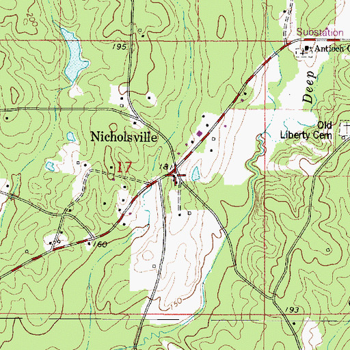 Topographic Map of Nicholsville Baptist Church, AL