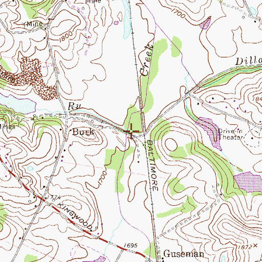 Topographic Map of Laurel Run, WV