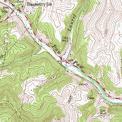 Topographic Map of Laurel Run, WV