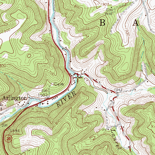 Topographic Map of Laurel Run, WV