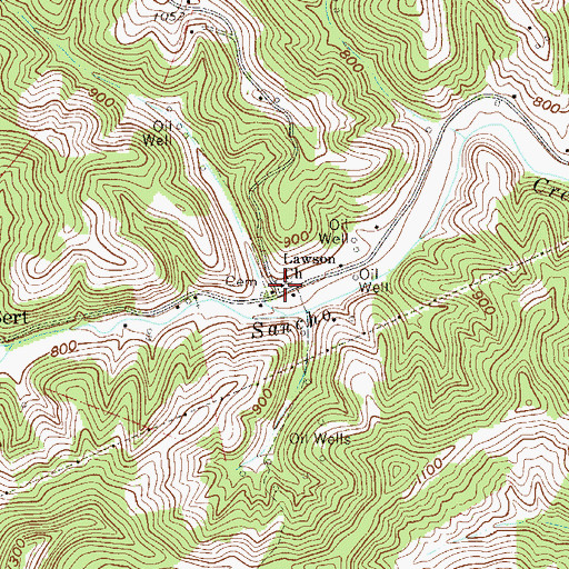 Topographic Map of Lawson Church, WV