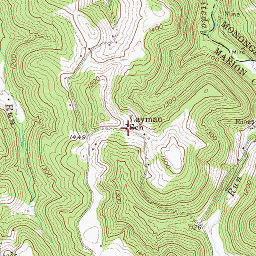 Topographic Map of Layman School (historical), WV