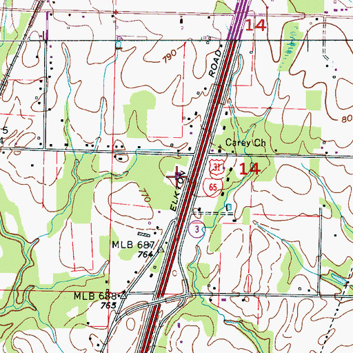 Topographic Map of Ephesus Church of Christ, AL