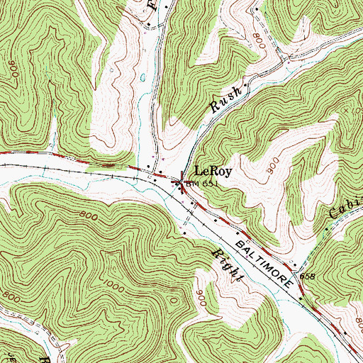 Topographic Map of LeRoy, WV