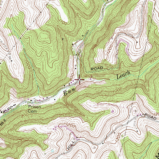 Topographic Map of Leach Run, WV
