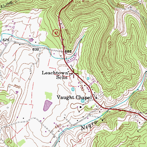Topographic Map of Leachtown School (historical), WV