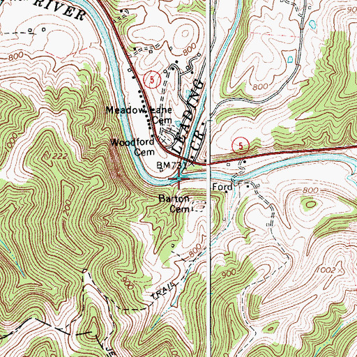 Topographic Map of Leading Creek, WV