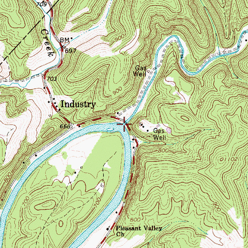 Topographic Map of Leading Creek, WV