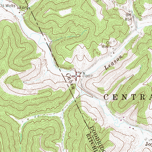 Topographic Map of Leason Run, WV