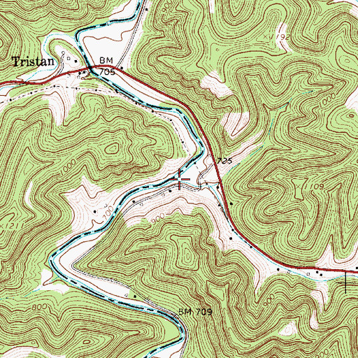 Topographic Map of Leatherbark Creek, WV