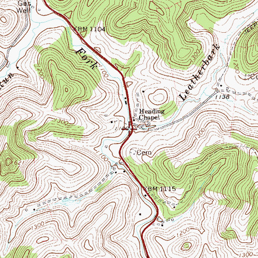 Topographic Map of Leatherbark Run, WV