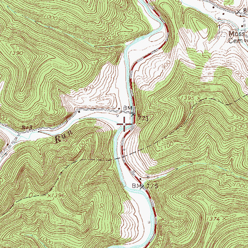 Topographic Map of Leatherbark Run, WV