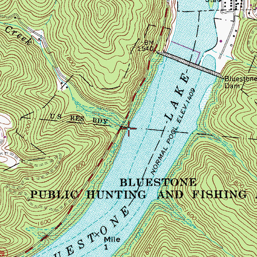 Topographic Map of Leatherwood Creek, WV
