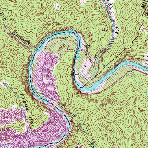 Topographic Map of Leatherwood Creek, WV