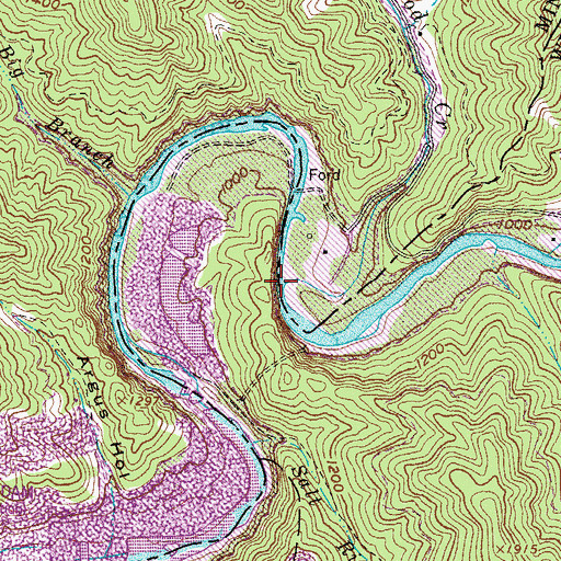 Topographic Map of Leatherwood Creek, WV