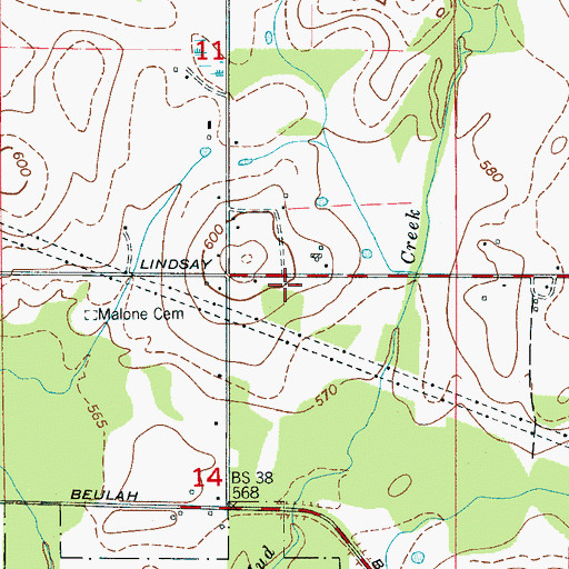 Topographic Map of Pine Ridge School (historical), AL
