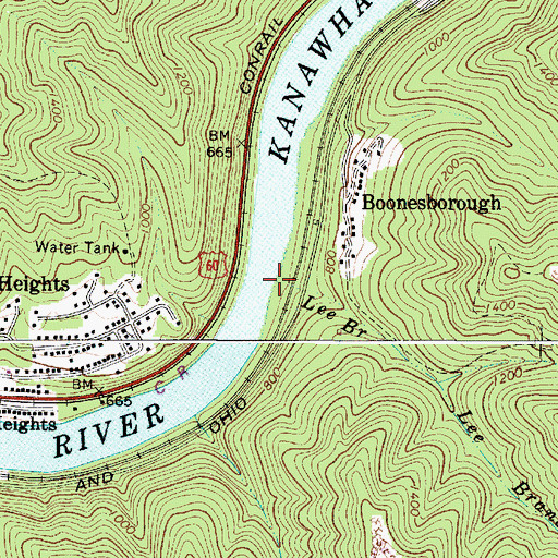 Topographic Map of Lee Branch, WV