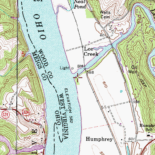Topographic Map of Lee Creek, WV