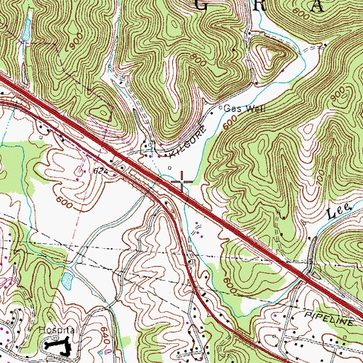 Topographic Map of Lee Creek, WV