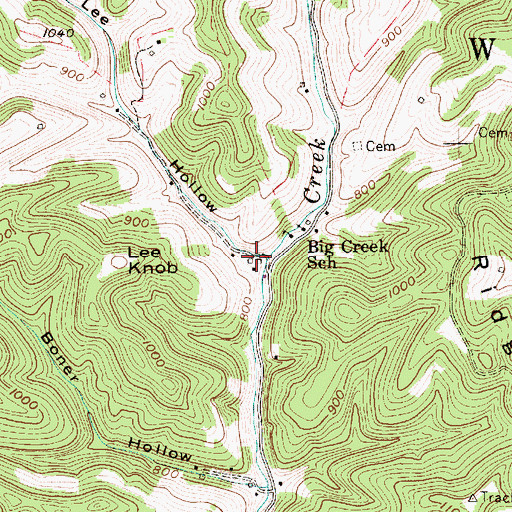 Topographic Map of Lee Hollow, WV