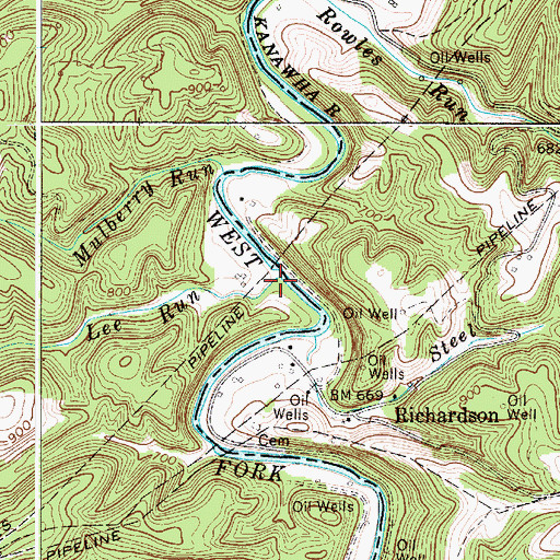 Topographic Map of Lee Run, WV