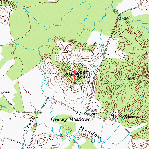 Topographic Map of Leef Knob, WV