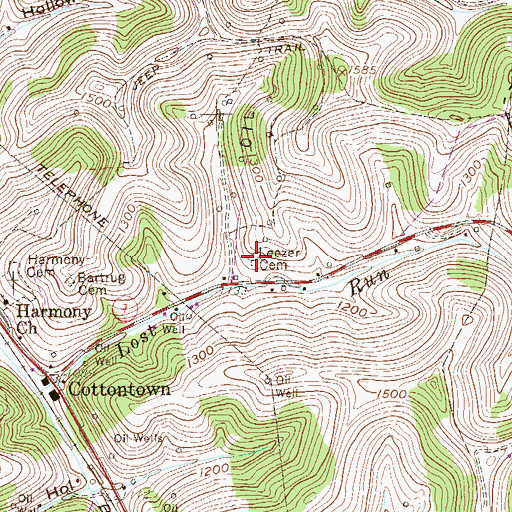 Topographic Map of Leezer Cemetery, WV