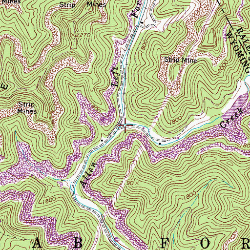 Topographic Map of Left Fork Allen Creek, WV