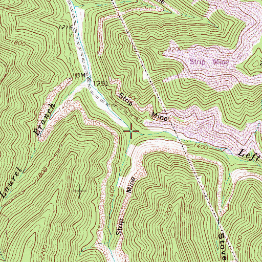 Topographic Map of Left Fork Armstrong Creek, WV