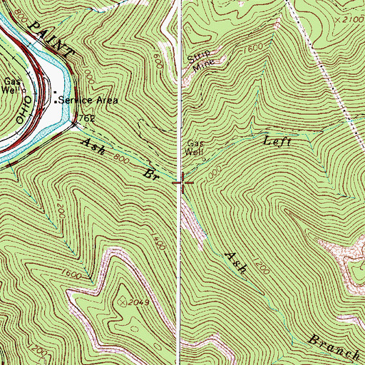 Topographic Map of Left Fork Ash Branch, WV