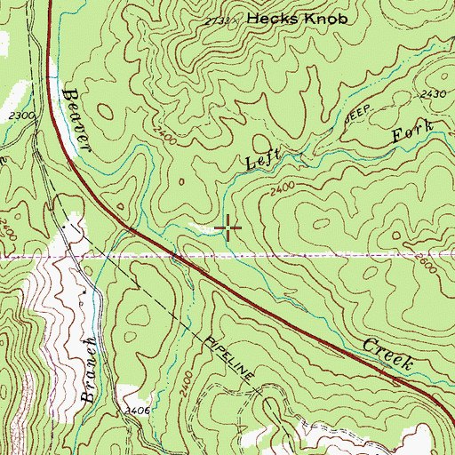 Topographic Map of Left Fork Beaver Creek, WV